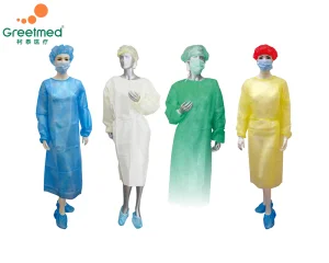 Medical Disposable PP CPE SMS Blue Yellow Isolation Gown