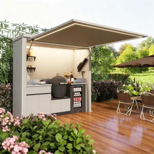 Wedding Restaurant Relaxing Outdoor Island Kitchen Furniture with Sink and Bar Stools