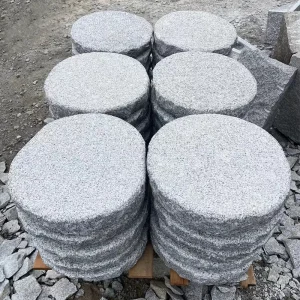 Handmade Bush Hammered Round Granite Stepping Stones for Gardens