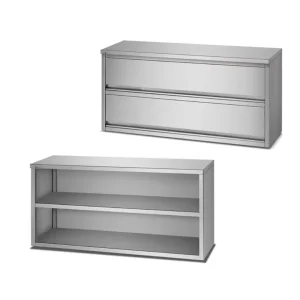 Armario de cocina de acero inoxidable con puerta deslizante hacia arriba, armario de pared, almacenamiento, armario colgante