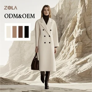 Different Colors Winter Ladies' Wool Overcoat Cashmere Long Double-breasted Tweed Handmade Soft Coat