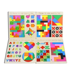 Wooden 3 in 1 Jigsaw Puzzle Montessori Blocks