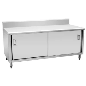 Professional Waterproof Commercial Kitchen Stainless Steel Cupboard Sliding Door With Back Splash Kitchen Cabinet