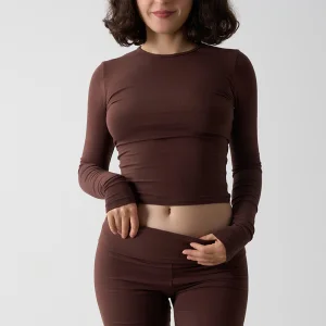Sk1260 Women's Long Sleeve Lounge Crewneck Crop Top