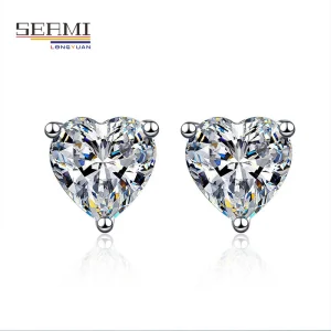 3-8mm أقراط على شكل قلب مزينة بحجر زركونيا مكعب 3 أقراط فضية بتصميم برونغ