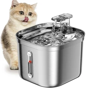 Automatic Full Stainless Steel Safety Material Pet Cats Dogs Pet Water Dispenser With Removable Bowl Drinking Water Fountain