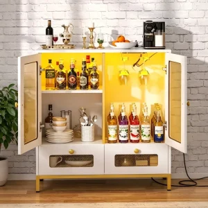 Sleek Modern Furniture White Storage Cabinet