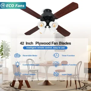 Ceiling Fans with Lights, 42 Inch Low Profile Ceiling Fan