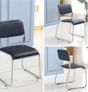 Modern Office Chair Premium Leather Executive Seating with Beige Metal Frame, Ideal for Staff, Training, &amp; Meetings