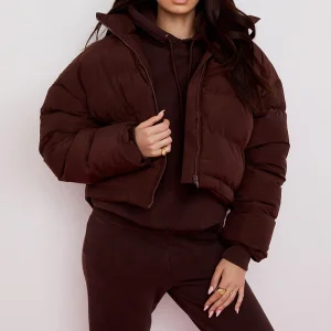 Professional Custom Manufacturer Women Chocolate Oversized C Shape Puffer Casual Jacket