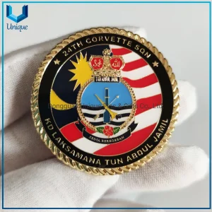 Royal Malaysian Navy Coin, Hard Enamel Gold Custom Military Challenge Coin,