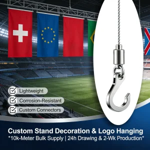 Stainless Steel Wire Rope With Hook Adjustable Ceiling Light Suspension Kit For Building Of The Venue Hanging Of Flags