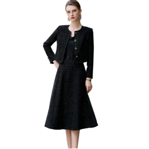 Woman Business Wear Supplying Suit Women Two Piece Skirts for Church Tweed blazer and Skirt