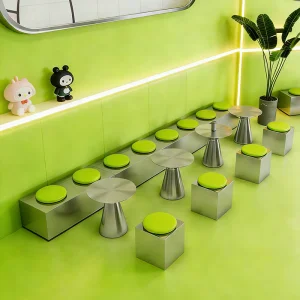 Modern Minimalist-style Coffee Shop Coffee Tables and Stools, Custom Stainless Steel Commercial Furniture