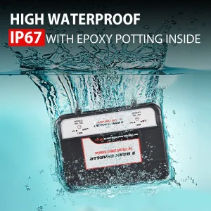 12V/36V 20A 2-Bank Lithium Lead Acid Battery Charger, IP67 Waterproof Marine Boat Car Charger for LiFePO4 AGM Gel with CE/UL Certification