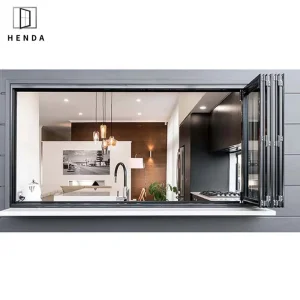 Mejor Calidad Ventana de Aluminio Plegable Ventana Corredera de Balcón Pantalla Vertical Puerta de Cristal Ventana Plegable