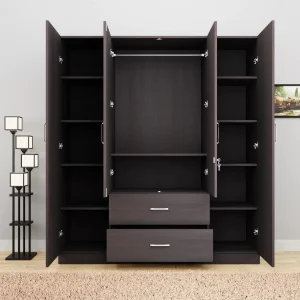 Top Selling Custom Wooden Wardrobe - Glass Door Folding Closet for Bedroom