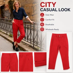 New Women's Casual Breathable Washed Mid Waist Patchwork