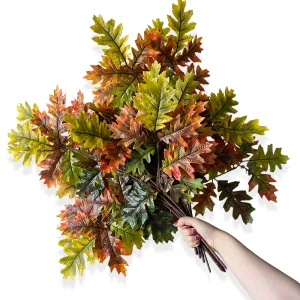 Best 12pcs Artificial Oak Tree Leaves Branch For Plant Wall Background Wedding Factory, Factories