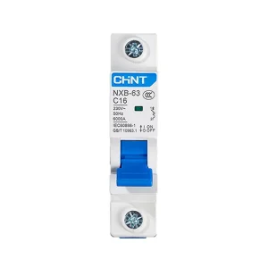 Single-phase CHINT 1P AC MCB Miniature Circuit Breaker 250V Single Pole DIN Rail Type Copper 6kA Breaking Capacity