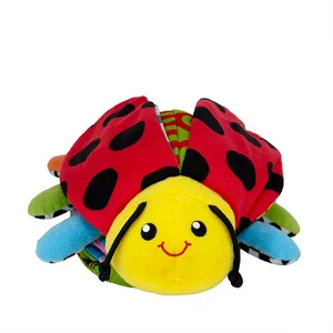 New Born Toy Crinkly Bell Ladybug Cloth Books Stuffed Toy Customized Cute 3D Baby Cloth Books Plush Toys