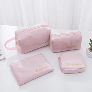 2025 Custom logo Velvet Cosmetic Bag Private Label Custom Makeup Bag Cases Pouch Set Make up Bags