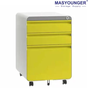 Mobile Metal Office Pedestal with Wheels and 3 Storage Drawers