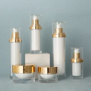 Luxury Gold Cylinder Eco-friendly Skincare Cosmetic Airless Lotion Pump