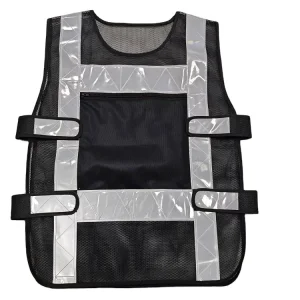 Traffic Command Safety Vest Mesh Black Adjustable Reflective Safety Clothing