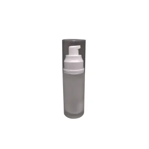 Simple Design Cylinder 50ml Matte Glass Bottle White Plastic Cream/Lotion Pump 18/415 Neck Size