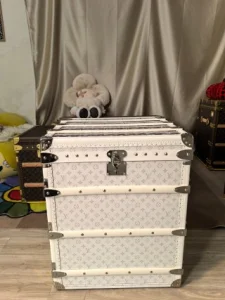 White Monogram 3-Drawer Nightstand
