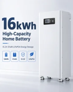 51.2V 314Ah 16kWh Stackable LiFePO4 Battery Pack With CAN Communication For Hybrid Grid Home Solar Energy Storage System