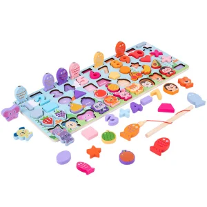 Wooden Fishing Puzzle Board Educational Toy
