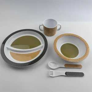 Aohea Casual Luxury Tableware Compartments 4 Pack Unbreakable Dinner Plates 9 Inch PP Reusable Deep Plastic Adult Teenager Dinner Melamine Plate