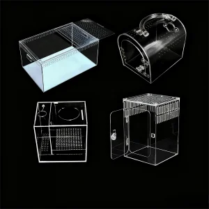 Zhiling Fashionable Transparent Acrylic Square Geometry Pattern Handmade UV Technique Practical Small Reptile Enclosure Pet