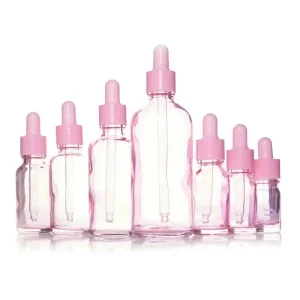 Pink Colored Glass Serum Hair Oil Bottle Dropper Body Essential Oil Bottles
