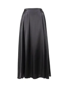 Women's Retro Satin High Waist Maxi Skirt - Flowy A-Line Midi Skirt for Elegant Daily &amp; Formal Occasions