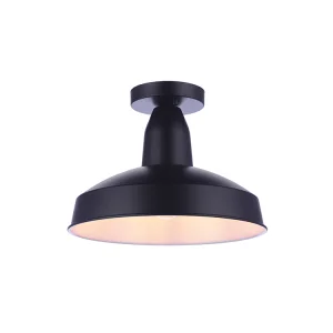 Semi Flush Mount Ceiling Light Black Finish Metal Lampshade