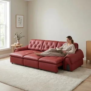 Luxury 3 Seater Leather Electric Recliner Sofa Bed with Voice Control Power Reclining Sleeper Couch for Villa Living Room