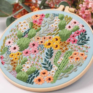 Floral Embroidery Kit Beginner,Beginner Embroidery Kit,Modern Embroidery Kit Cross Stitch Needlepoint DIY Craft Kit