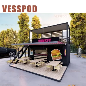 Custom Pop up 20 FT/40FT Luxury Portable Modular Cafe Container Bar Prefab Shipping Container Cafe and Restaurant Container Coffee Shop Cafe Bar Restaurant
