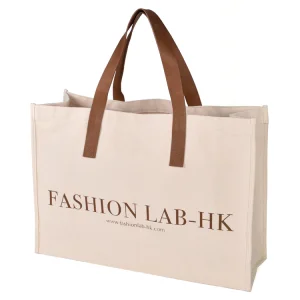 Custom New Fashion Canvas Cotton Shopping Bag Large Canvas Tote Bag With Leather Straps Handle
