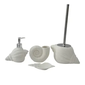 China Sandblasted Shell Shaped 4 - Piece Stoneware Bathroom Set Factories, Product
