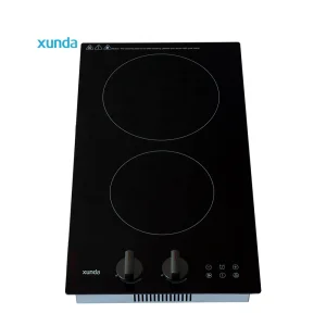Xunda 30cm 2-Zone Electric Induction Ceramic Cooktop 2-Burner Built-In Hob for Household and Hotel Black Panel Design
