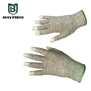 Nylon Carbon Fiber PU Plam Coating Anti-Static Proection Safety Work ESD Gloves En 388