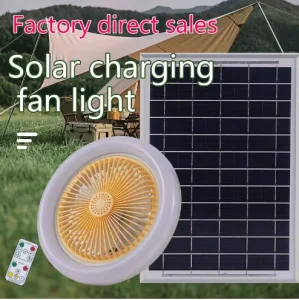 Ventilador de Teto Solar Multifuncional para Salas de Estar e Pátios
