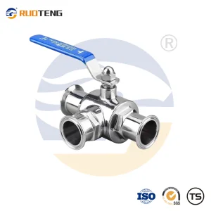 [Ruoteng] Sanitary Stainless Steel SS304/ SS316L Clamped Three-Way Zero Leakage Regulating Stainless Steel Pneumatic/Manual/Electric Sanitary Ball Valves