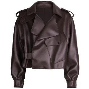 2025 High Quality Soft Simple Leather Jackets Burgundy Real Sheepskin Leather Jacket Women's Leather Jacket