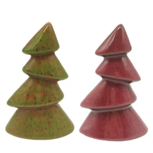 China Set of 2 Ceramic Christmas Trees – Reactive Coloring in Irregular Tree Shape HDFS7630 Manufacturer, Factories