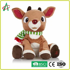 Factory Custom Baby First Christmas Gift Red-Nose Reindeer Plush Toys